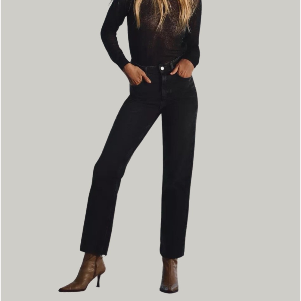 Zara Straight Leg Raw Hem Jeans